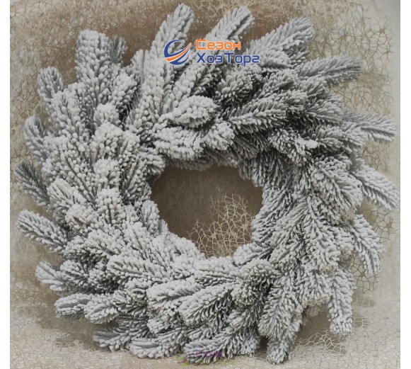 Вінок різдвяний литий засніжений d-40 см